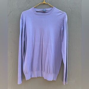 Fedeli Luxury Italian Cotton Crew Neck Lilac Lightweight Sweater Size SM